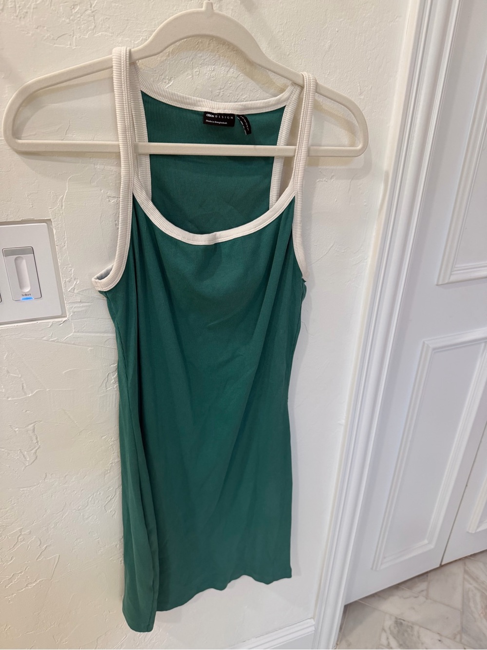 Green Rib-Trim Tank Dress by ASOS